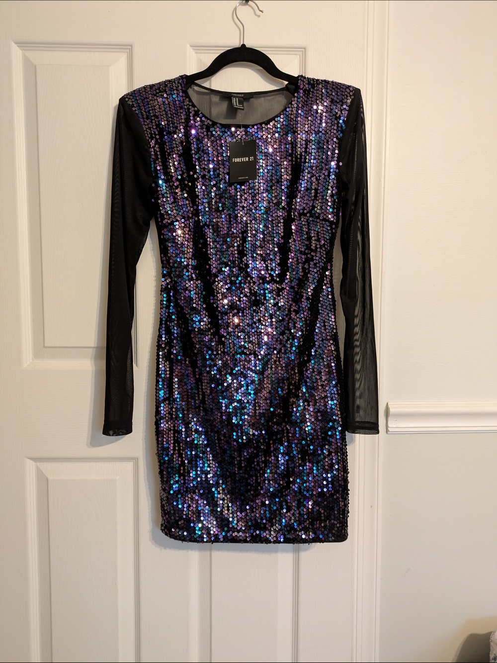 Forever 21 Iridescent Sequin Mini Dress in Purple and Blue